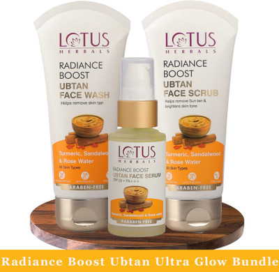 LOTUS HERBALS Radiance Boost Ubtan Ultra Glow Bundle(3 Items in the set)