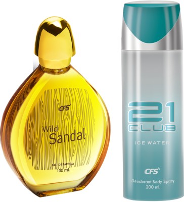 CFS Wild Sandal EDP Long Lasting Perfume & Ice Water Deodorant Body Spray(2 Items in the set)