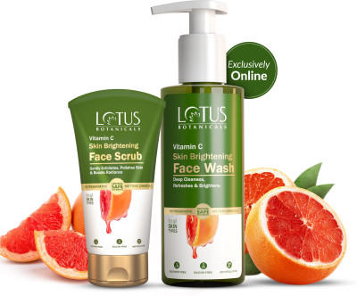Lotus Botanicals Bright & Glow Combo Face Wash and Scrub Combo | Vitamin C(2 Items in the set)