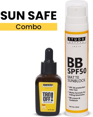 Studd Muffyn Sun Safe Duo | BB SPF50 Sunblock + Tan Off AHA BHA Peel |(2 Items in the set)