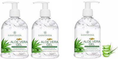 KAYAYURVEDA Pure Aloe Vera Gel for glowing Face, Skin & Hair (600 ml) + Pure Aloe Vera Gel Repairing & Soothing for Face, Body (300 ml)(3 Items in the set)