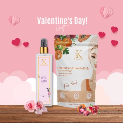 KIMAYRA Healthy & Glowing Skin Mixed Fruit Face Pack Powder -75gm + Pure Rose Water Spray -100ml | For Glowing Skin - Skin Care Combo(2 Items in the set)