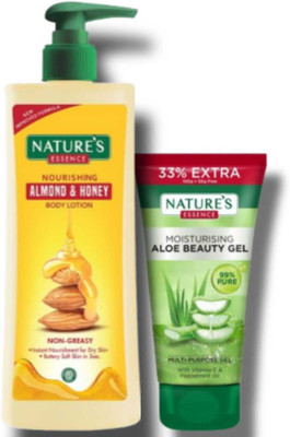 Nature's HONEY & ALMOND LOTION 400 ML & ALOVERA GEL TUBE 200 ML(2 Items in the set)