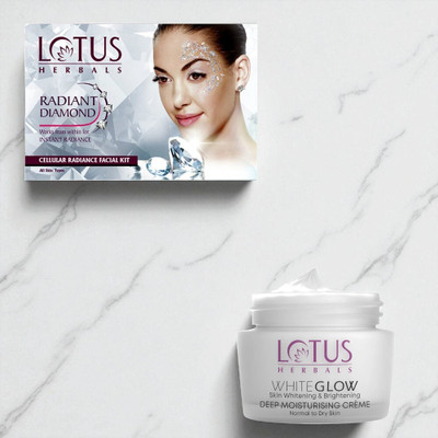 LOTUS HERBALS Whiteglow Deep Moisturising Creme With Radiant Diamond Celluar Facial Kit(2 Items in the set)