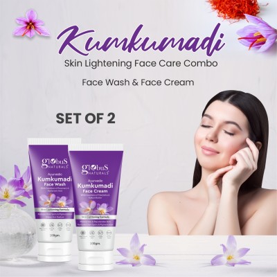 Globus Naturals Kumkumadi Skin Lightening Face Care Combo, Face Wash & Face Cream(2 Items in the set)