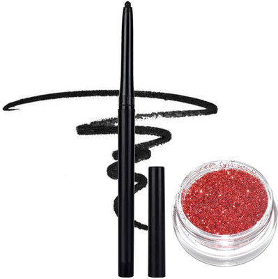 Wonholli EyeShadow Glitter Powder & Creamy Matte Black Crayon Kajal(2 Items in the set)