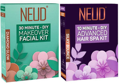 NEUD Combo of Facial Kit (60g) and Hair Spa Kit (40g) - 1 Pack Each(2 Items in the set)