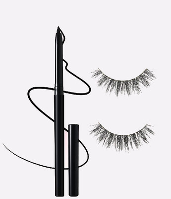 BLUEMERMAID 3D Natural False-Fake Eyelashes ,One Stroke Smooth Application Crayon Black Kajal(2 Items in the set)