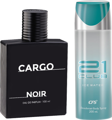 CFS Cargo Noir EDP Long Lasting Perfume & Ice Water Deodorant Body Spray(2 Items in the set)