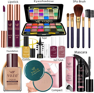 VOZO Makeup Combo Kit One-stop Beauty Package for Beginners and Professionals KT-164(15 Items in the set)