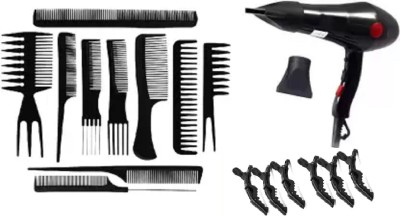 APPARA 10 Pcs Salon Hair Comb with 6 Pcs Hair Sectioning Clips with Professional Hair Dryer CH2800 (2000w) , Hot & Cold Mode, 2 Speeds(17 Items in the set)