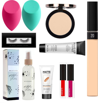 Gugly New-pff+oil+loose powder+conc+lash+puff+2mini lip 6(9 Items in the set)