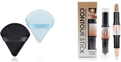 Lusty soul CONTOUR STICK Concealer & 2 Pcs Makeup Puff Soft Powder Sponge Foundation Powder Triangle Sponge with Strap(3 Items in the set)