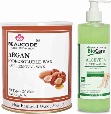 Beaucode Professional Rica Argan Hair Removing Wax 800 gm + Aloe Vera After Waxing Gel 500 ml ( Pack of 2 )(2 Items in the set)