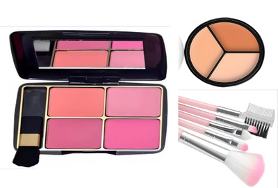 MISTY ALLE 4 in 1 blusher with 3 in 1 highlighter and 5 in 1 bruhes(7 Items in the set)