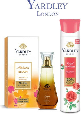 Yardley London AUTUMN BLOOM 50ML PERFUME & RED ROSE DEODORANT 150ML(S.K1)(2 Items in the set)