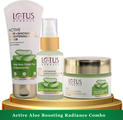 LOTUS HERBALS Active Aloe + Niacinamide Boosting Radiance Combo(3 Items in the set)