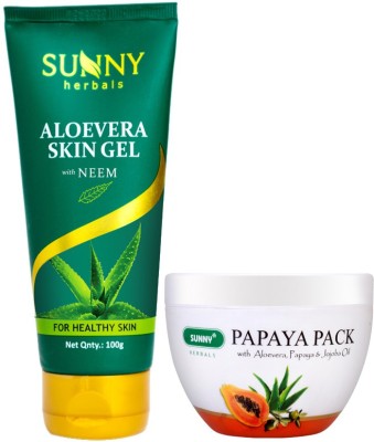 Sunny Herbals Papaya Pack-150gm and Aloevera Skin Gel-100gm(2 Items in the set)
