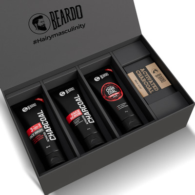 BEARDO Charcoal 4 in 1 Complete Face & Body Detox Kit(4 Items in the set)