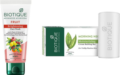BIOTIQUE Fruit Face Wash 100 ML & Morning Nectar Moisturizing Bar 150g(2 Items in the set)