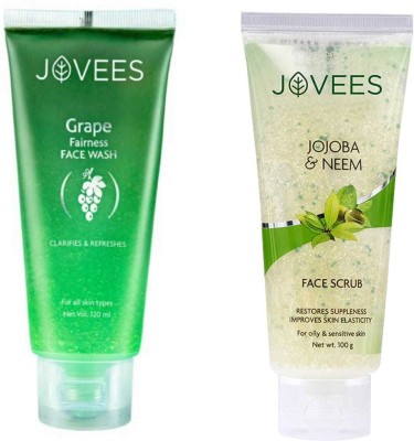 JOVEES SKIN CARE COMBO - GRAPE FAIRNESS FACE WASH + JOJOBA & NEEM FACE SCRUB(2 Items in the set)