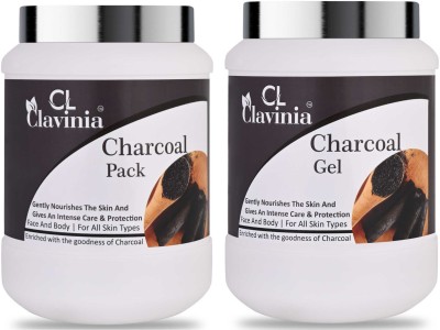 CLAVINIA Charcoal Pack 1000 ml + Charcoal Massage Gel 1000 ml ( Pack Of 2 )(2 Items in the set)