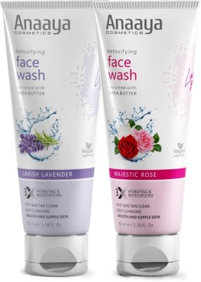 anaaya Detoxifying Face Wash Duo: Majestic Rose and Lavish Lavender. Infused with Shea Butter for deep cleansing(2 Items in the set)