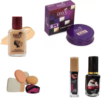 DA.VE Compact+Foundation+Puff+Eye liner+Maskara(4 Items in the set)