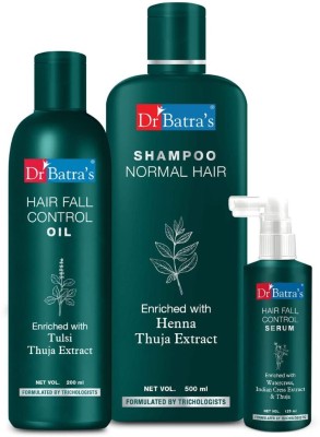 Dr Batra's Hair Fall Control Serum-125 ml, Normal Shampoo - 500 ml and Hair Fall Control Oil- 200 ml         (3 Items in the set)