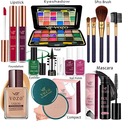 VOZO Makeup Combo Kit One-stop Beauty Package for Professionals 115(15 Items in the set)