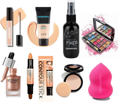DAIMANPU Face Highlighter and Eye Palette HD Pigmentation Combo Kit Sharp Age and Contrast(8 Items in the set)