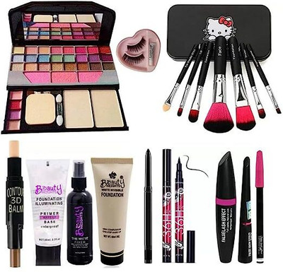SMIETRZ Makeup Kit Combo |Eyeshadow,3D contour,Primer, Fixer, Foundation, Kajal, Eyeliner |Pack of 12|(12 Items in the set)