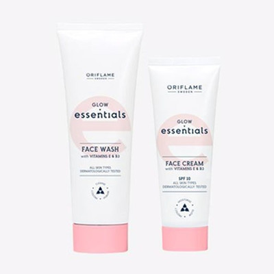 Oriflame Glow Face Wash with Vitamins E & B3 125 ml , Glow Essentials Face Cream(2 Items in the set)