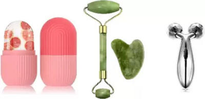 Sah&Shi Ice Roller,Face Stone Roller with Gua Sha Jade Roller and 3D Massager Roller Set(3 Items in the set)