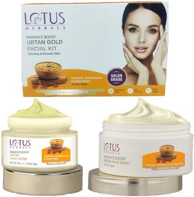 LOTUS HERBALS Radiance Boost Glow ( Ubtan Face Creme_50g + Facial Kit_47g + Face Mask_100g )(3 Items in the set)