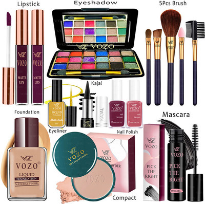 VOZO Makeup Combo Kit One-stop Beauty Package for Beginners and Professionals KT-168(15 Items in the set)