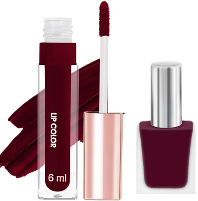 Latixmat Perfect Combo of Nail Polish and Non Transfer Liquid Matte Lipstick(2 Items in the set)