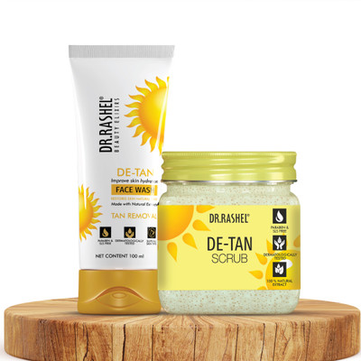 DR.RASHEL De Tan Scrub & De Tan Face wash combo for Tan Removal, Skin Brightening & Acne, Paraben Free(2 Items in the set)
