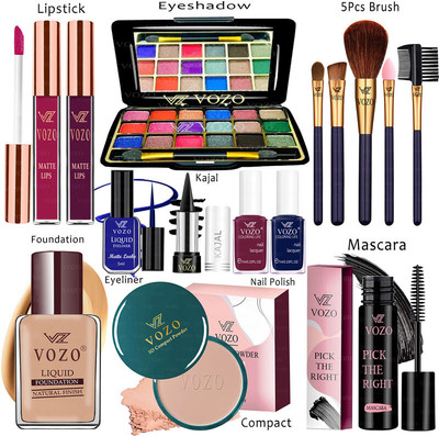 VOZO Makeup Combo Kit One-stop Beauty Package for Beginners and Professionals 210(15 Items in the set)