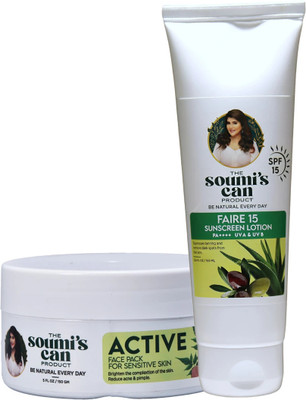 The Soumi's Can Product Active Face Pack (150gm) & Faire 15 Sunscreen Lotion (100ml)(2 Items in the set)