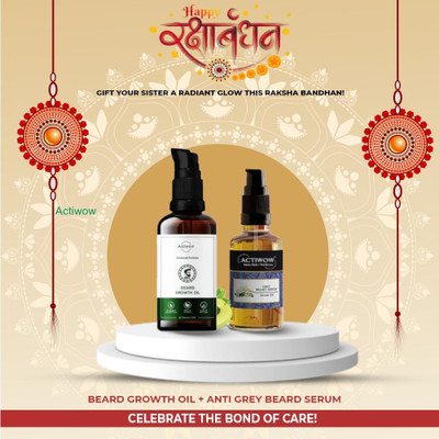ACTIWOW Beard Growth Oil & Anti Grey Beard Serum For Shine & Growth(2 Items in the set)