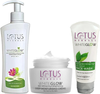 LOTUS Herbals WHITGLOW Combo ( Body Lotion_300ml + Deep Moisturising Cream 60gm +Oil control Face Wash 100gm)(3 Items in the set)
