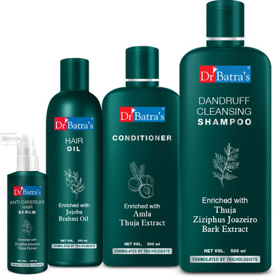 Dr Batra’s Anti Dandruff Hair Serum, Conditioner – 200 Ml, Hair Oil – 200 Ml And Dandruff Cleansing Shampoo – 500 Ml  (4 Items In The Set) For Rs. 418 @ 74 %