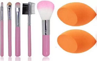 Lenon Professional Make Up Brushes Pack of 5 with 2 Pcs Blender(2 Items in the set)