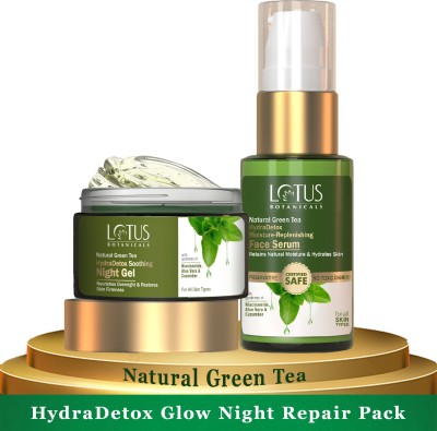 Lotus Botanicals Natural Green Tea HydraDetox Glow Night Repair Pack(2 Items in the set)