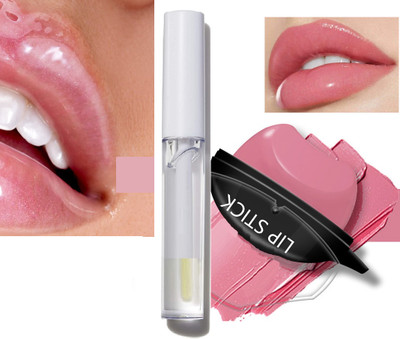 ADJD LIGHT PINK lip shape lipstick & Moisturizing Plumping Lip Gloss(2 Items in the set)
