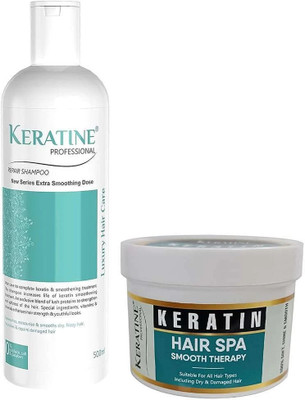 KERATINE PROFESSIONAL Sulphate-Free Smooth Shampoo & Spa for Dry, Damaged Hair(500ML each)(2 Items in the set)