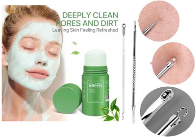 tanvi27 Green Tea Clay Stick Mask & Black Head & White Head Remover Multi Steel Needle(3 Items in the set)