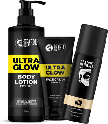 BEARDO New Generation Combo ( Don Perfume 150ml + Ultra Glow Face Cream with SPF 30 + Ultra Glow Body Lotion) (3 Items in the set)