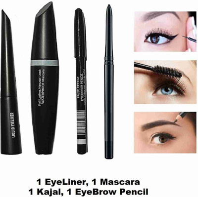 HITAN PERFECT EYE MAKEUP COMBO OF MASCARA, EYELINER, EYEBROW PENCIL AND KAJAL(4 Items in the set)